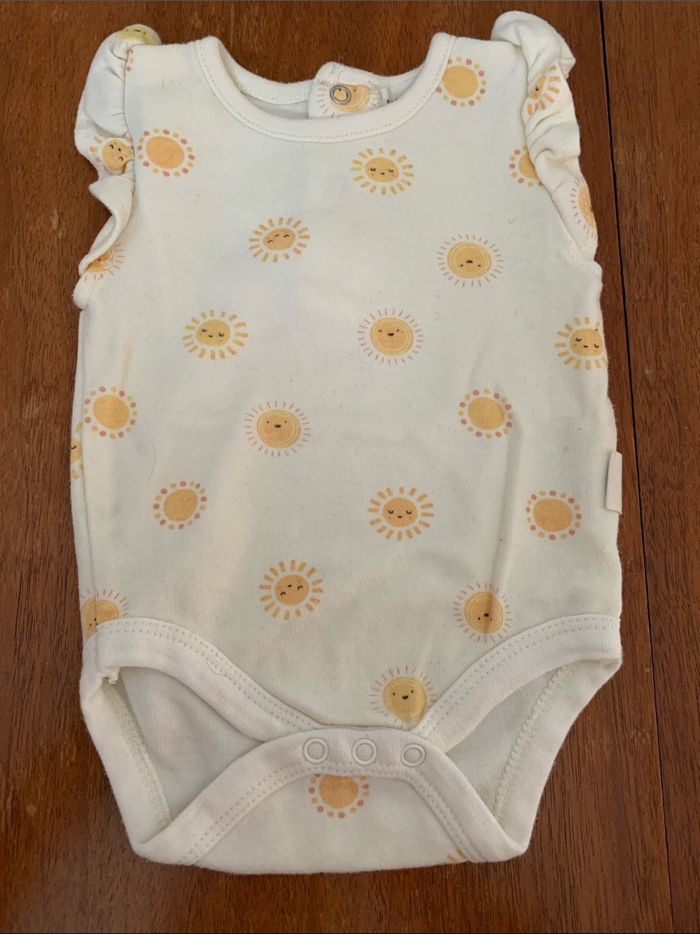 🍓3/$10 Rabbit + Bear Organic Baby Girls Cream Sun Print One-Piece Bodysuit